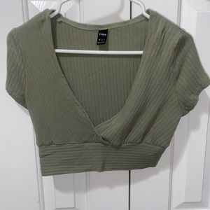 “Surplice Neck Crop Tee”